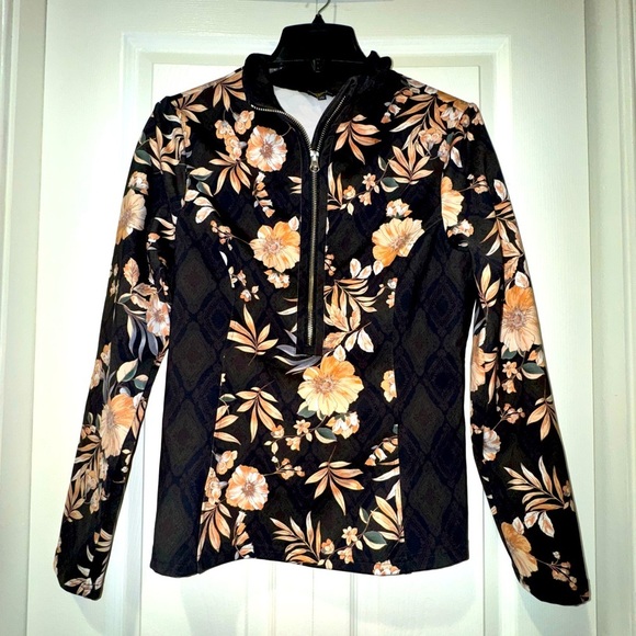 Johnny Was Active Nido Blocked Half-Zip Floral Pullover Top – Size L (EUC) - Picture 1 of 12